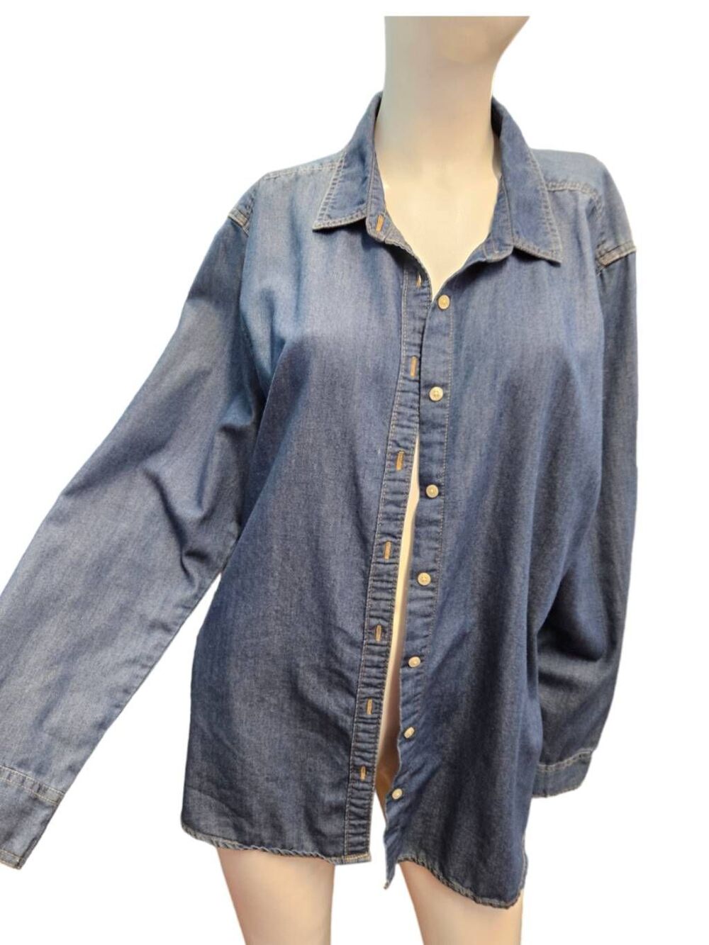Eddie Bauer Blue Chambray Button Down Shirt Size XXL